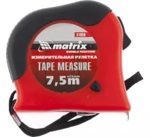 Рулетка MATRIX 7,5 мх25 мм double fixation, обрезиненный корпус 31058