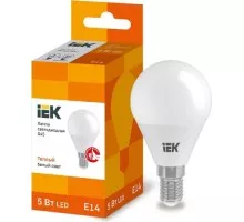 Лампа светодиодная IEK G45 5Вт 3000К Е14 Шар LLE-G45-5-230-30-E14