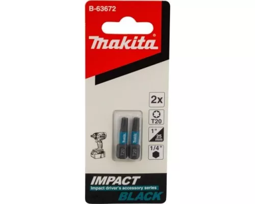 Бита для заворачивания MAKITA B-63672 Impact Black T20, 25 мм, C-form, 2 шт. Бита для заворачивания MAKITA B-63672 Impact Black T20, 25 мм, C-form, 2 шт.