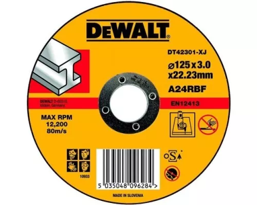 Отрезной круг по металлу DeWALT 125х3.0x22.2 мм DT42301-XJ Отрезной круг по металлу DeWALT 125х3.0x22.2 мм DT42301-XJ
