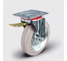 Колесная опора промышленная MFK-TORG EM01-SPRg-150-F поворотная с тормозом 150 мм серая резина