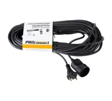 Удлинитель без катушки Proconnect 11-7115 ПВС 2х0.75, 20 м, б/з, 6A, 1300 Bт, ip20, черный