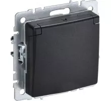 Розетка IEK BRITE РСбш10-3-44 16а защ. шторки с крышкой черн. BR-R16-16-44-K02
